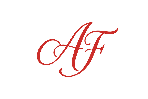 Unique AF cursive logo with red font